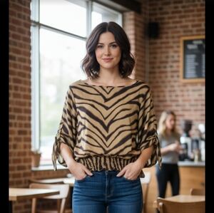 MICHAEL Michael Kors Animal Print Blouse / Size : Large